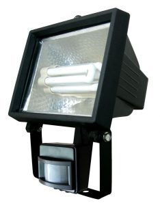   LANDLITE SL-F118-24W, 1X24W 118mm/R7s, Reflektor(Energiesparlampe enthalten) mit Bewegungsmelder,  schwarz