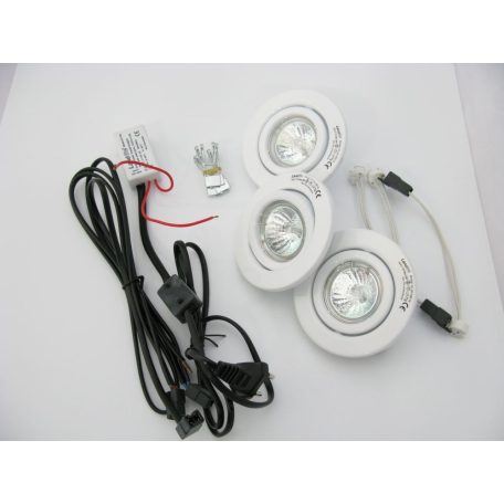  LANDLITE Halogén, GU5.3 (MR16), 3x20W, Ø105mm, billenő, fehér, spot lámpa szett (KIT-60-3)