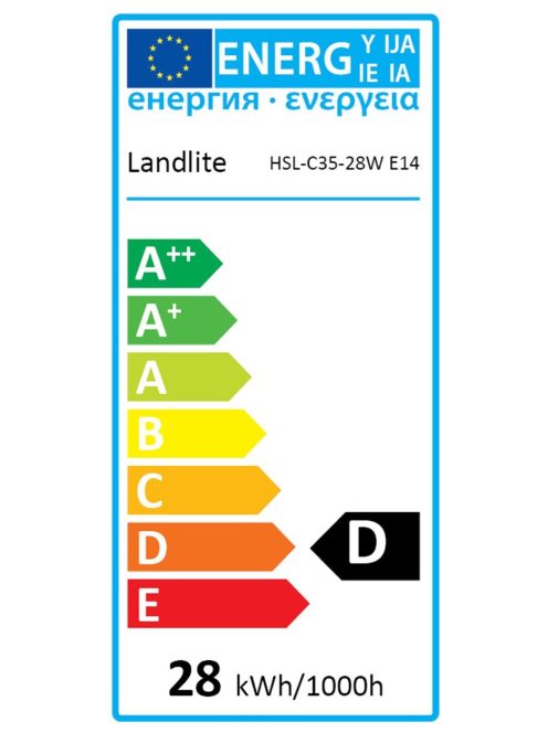 LANDLITE Halogén, E14, 28W, 370lm, 2800K, gyertya formájú fényforrás (HSL-C35-28W)