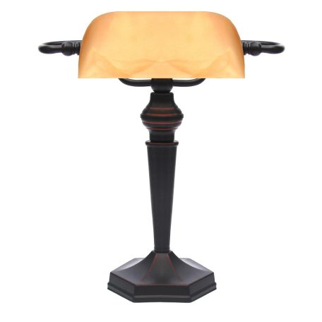  LANDLITE TL609 banklámpa, E27, max. 1x60W, borostyánsárga üvegburával