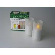   LANDLITE LED/CAL-01, 2 db-os szett, mágikus LED gyertya lámpa készlet, (szín: fehér üveg tartó, fehér műanyag gyertya, sárga villogó LED)