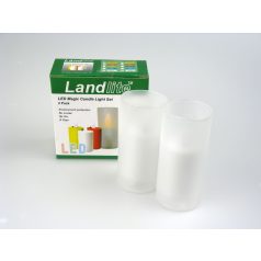   LANDLITE LED/CAL-01, 2 db-os szett, mágikus LED gyertya lámpa készlet, (szín: fehér üveg tartó, fehér műanyag gyertya, sárga villogó LED)