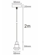 LANDLITE PL-M-046, E27 Max 60W,  2m kábel, szín: fekete,  függeszték - lámpatest