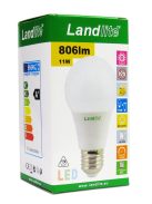 LANDLITE LED, E27, 11W, A60, 806lm, 4000K, körte formájú fényforrás (LED-A60-11W/SXW)