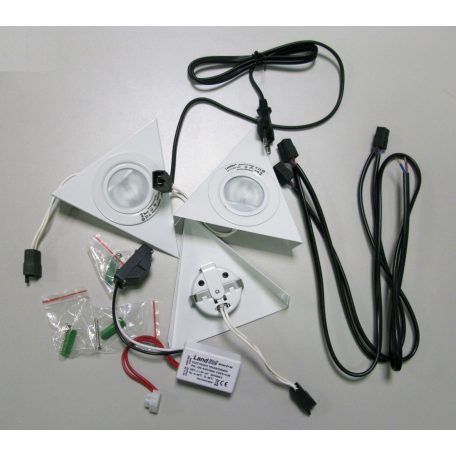  LANDLITE G4, max. 3x20W, fix kivitel, fehér pultvilágító, halogén fényforrással (KIT-15-3)