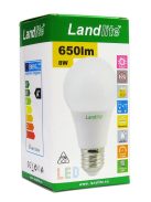 LANDLITE LED, E27, 8W, A60, 650lm, 3000K, körte formájú fényforrás (LED-A60-8W/SXW)