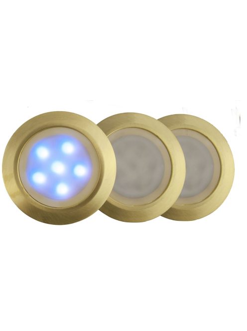 LANDLITE LED-GR01-3x0.5W , 3db-os matt arany földbe süllyesztett LED lámpa szett, kék fényű, IP44
