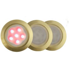   LANDLITE LED-GR01-3x0.5W , 3db-os matt arany földbe süllyesztett LED lámpa szett, piros fényű, IP44