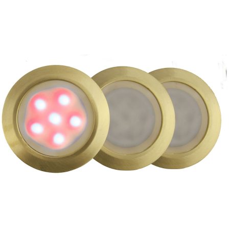 LANDLITE LED-GR01-3x0.5W , 3db-os matt arany földbe süllyesztett LED lámpa szett, piros fényű, IP44