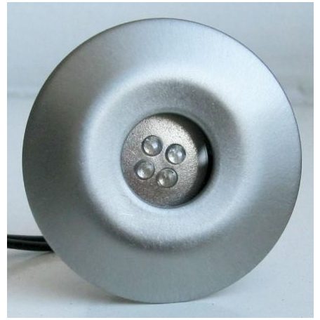 LANDLITE LED-GR02-4X1,0W, 4db-os szett, trafóval, fém szín: matt króm, LED szín: kék, IP44, földbe süllyesztett LED lámpa