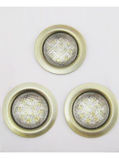   LANDLITE LED-06D-3X1,0W, 3db 1,0W LED 12V, beépíthető lámpa szett (3 db-os LED szett), LED: fehér, lámpa: antik bronz 
