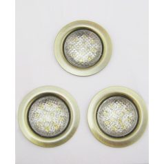   LANDLITE LED-06D-3X1,0W, 3db 1,0W LED 12V, beépíthető lámpa szett (3 db-os LED szett), LED: fehér, lámpa: antik bronz 