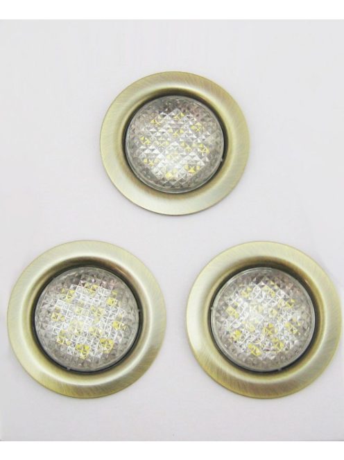 LANDLITE LED-06D-3X1,0W, 3db 1,0W LED 12V, beépíthető lámpa szett (3 db-os LED szett), LED: fehér, lámpa: antik bronz 