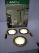 LANDLITE LED-06D-3X1,0W, 3db 1,0W LED 12V, beépíthető lámpa szett (3 db-os LED szett), LED: fehér, lámpa: antik bronz 