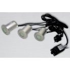 LANDLITE LED-GR91-3, 3x0,4W, 3db-os szett, trafóval, fém szín: szürke, IP68, földbe süllyesztett LED lámpa, LED szín: kék