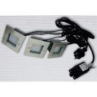 LANDLITE LED-GR92-3, 3x1,0W, 3db-os szett, trafóval, fém szín: matt króm, IP68, földbe süllyesztett LED lámpa, LED szín: kék