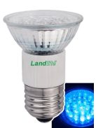 LANDLITE LED, E27, 1.5W, 45lm, kék, spot formájú fényforrás (LED-JDR/21)