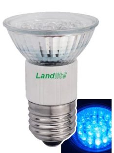   LANDLITE LED, E27, 1.5W, 45lm, kék, spot formájú fényforrás (LED-JDR/21)