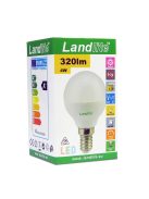  LANDLITE LED, E14, 4W, G45, 320lm, 3000K, kisgömb formájú fényforrás (LED-G45-4W/SXW)