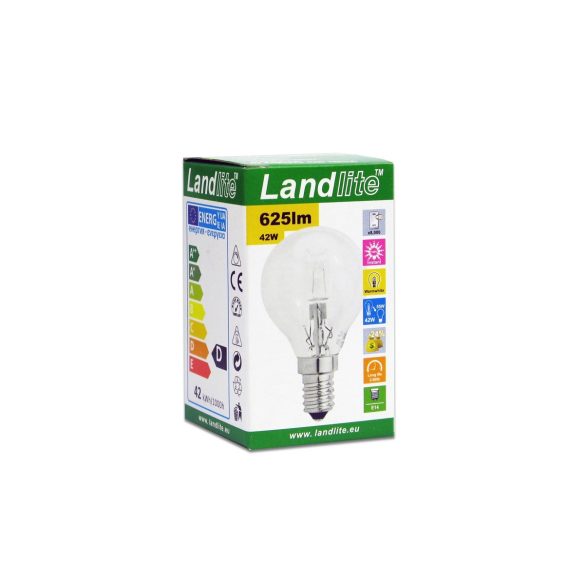  LANDLITE Halogén, E14, 42W, G45, 625lm, 2800K, kisgömb formájú fényforrás (HSL-G45-42W)