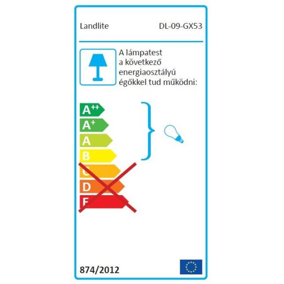  LANDLITE Egyes keret, GX53, fix, egyenes, króm, max. 15W, spot keret (DL-09-GX53)