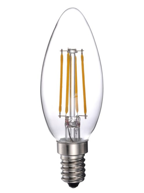  LANDLITE LED filament, E14, 4W, 400lm, 2700K, gyertya formájú fényforrás (LED-C35-4W/FLT)