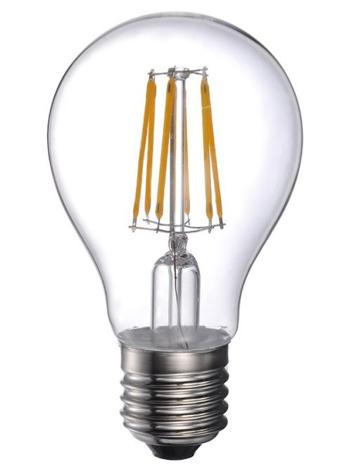 LANDLITE LED filament, E27, 6W, A60, 600lm, 2700K, körte formájú fényforrás (LED-A60-6W/FLT)