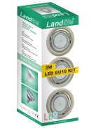  LANDLITE LED, GU10, 3x3W, Ø80mm, billenő, matt króm, spot lámpa szett (KIT-60A-3)