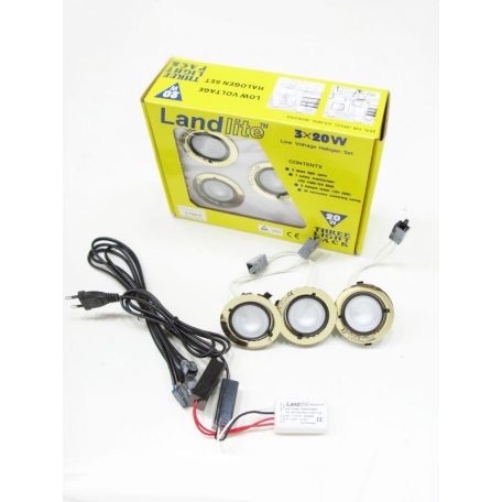  LANDLITE Halogén, G4, 3x20W, Ø70mm, fix, arany, spot lámpa szett (KIT-501-3 (KIT-06-3))