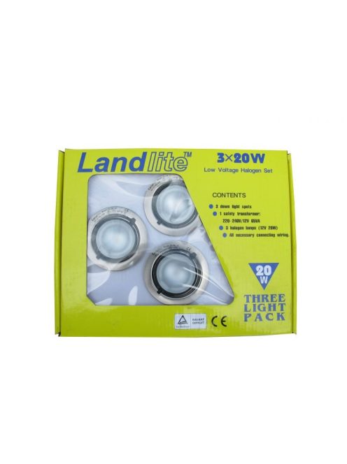  LANDLITE Halogén, G4, 3x20W, Ø70mm, fix, matt króm, spot lámpa szett (KIT-501-3 (KIT-06-3))