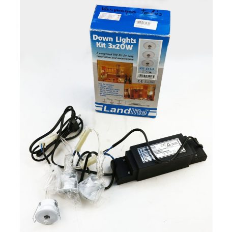LANDLITE KIT-511-3, 3db JC-20W G4 12V halogén izzó, fix kivitel, "Csillagok", beépíthető lámpa szett (3 db-os halogén szett), fehér
