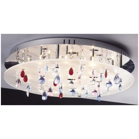 LANDLITE CASINO,MX2226/R-20, 20X10W G4 12V halogén, króm/fehér akril/színes kristály, kristály lámpa