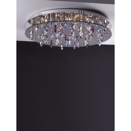 LANDLITE CASINO, MX2226/R-26, 26X10W G4 12V halogén, króm/fekete akril/színes kristály, kristály lámpa