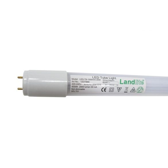  LANDLITE LED, T8, 1500mm, 24W, 2400lm, 4000K fénycső (LED-T8-1500mm-24W)