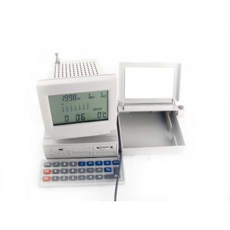 LANDLITE MS-200D számítógép alakú rádiós számológép névjegykártya tartóval