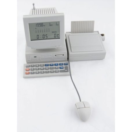 LANDLITE MS-200D számítógép alakú rádiós számológép névjegykártya tartóval