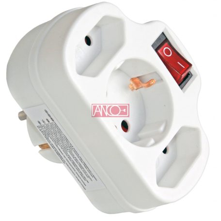 ANCO Adapter 2 + 1 kapcsolóval, fehér