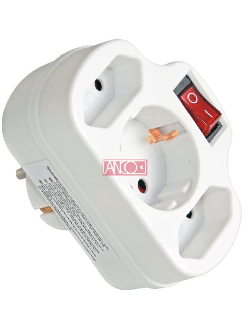 ANCO Adapter 2 + 1 kapcsolóval, fehér