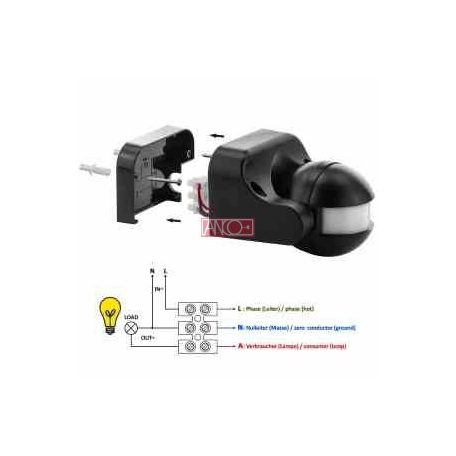 ANCO IR motion detector 180°, black