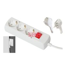 ANCO Table socket 3 way with flat plug, 1.4m