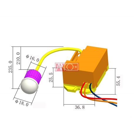 ANCO Beépíthető mini mozgásérzékelő 120°/360°