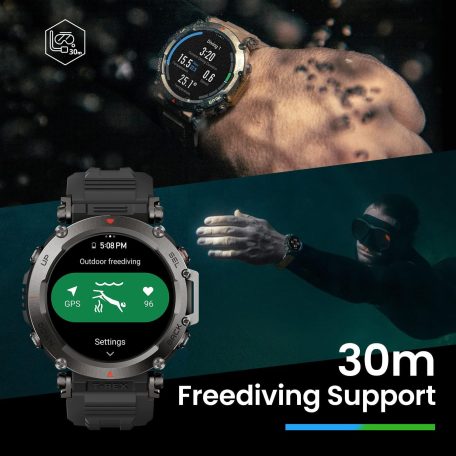 Amazfit T-Rex Ultra Fekete A2142, Okosóra, Smartwatch, Zepp, Huami, Okos Óra, Smart Watch, Fitness, Fitnesz, Egészség, Sport