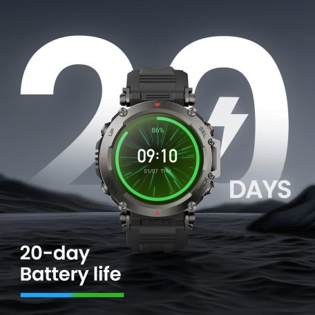 Amazfit T-Rex Ultra Fekete A2142, Okosóra, Smartwatch, Zepp, Huami, Okos Óra, Smart Watch, Fitness, Fitnesz, Egészség, Sport