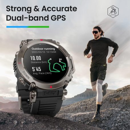 Amazfit T-Rex Ultra Fekete A2142, Okosóra, Smartwatch, Zepp, Huami, Okos Óra, Smart Watch, Fitness, Fitnesz, Egészség, Sport