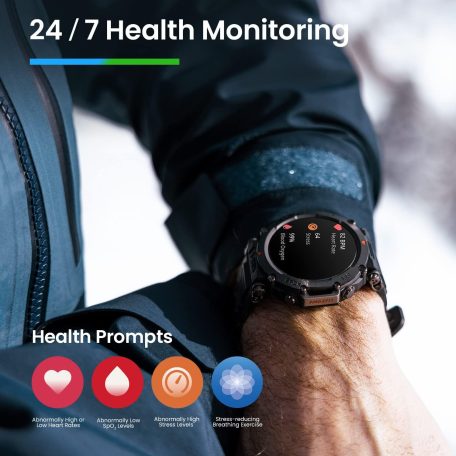 Amazfit T-Rex Ultra Fekete A2142, Okosóra, Smartwatch, Zepp, Huami, Okos Óra, Smart Watch, Fitness, Fitnesz, Egészség, Sport