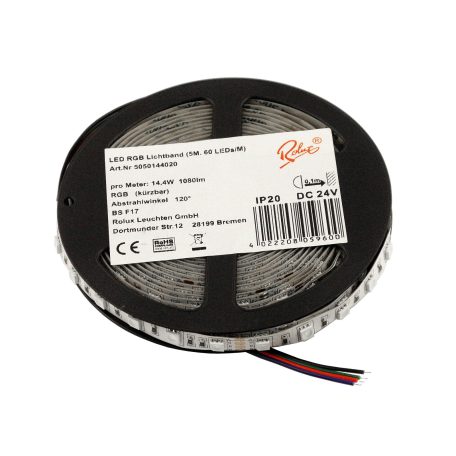  LANDLITE Rolux LED szalag, 14.4W/m, 1080lm/m, RGB, 60LED/m, 24V, IP20 (5m / tekercs)